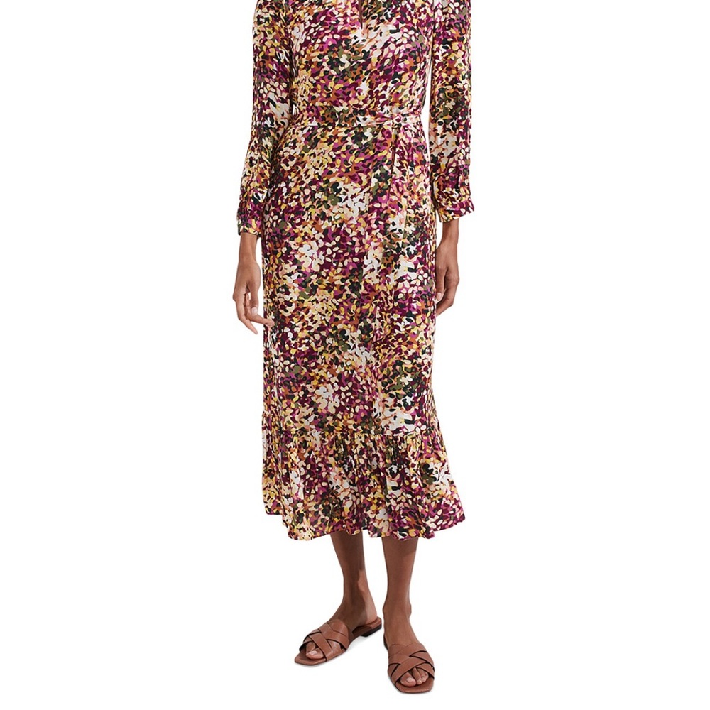 Elegant Long Sleeve Floral Dress - Purple Multicolor